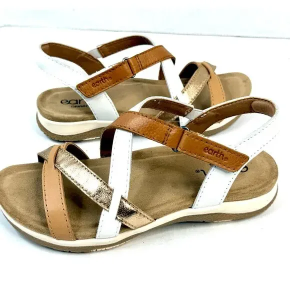 Earth Women's Sterling  Sandals Size 6W COLOR:COGNAC/GOLD MULTI LEATHER NWT - Picture 6 of 9